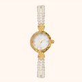 Gold-Colored Watch with Natural Pearls – Elegant Ladies Model