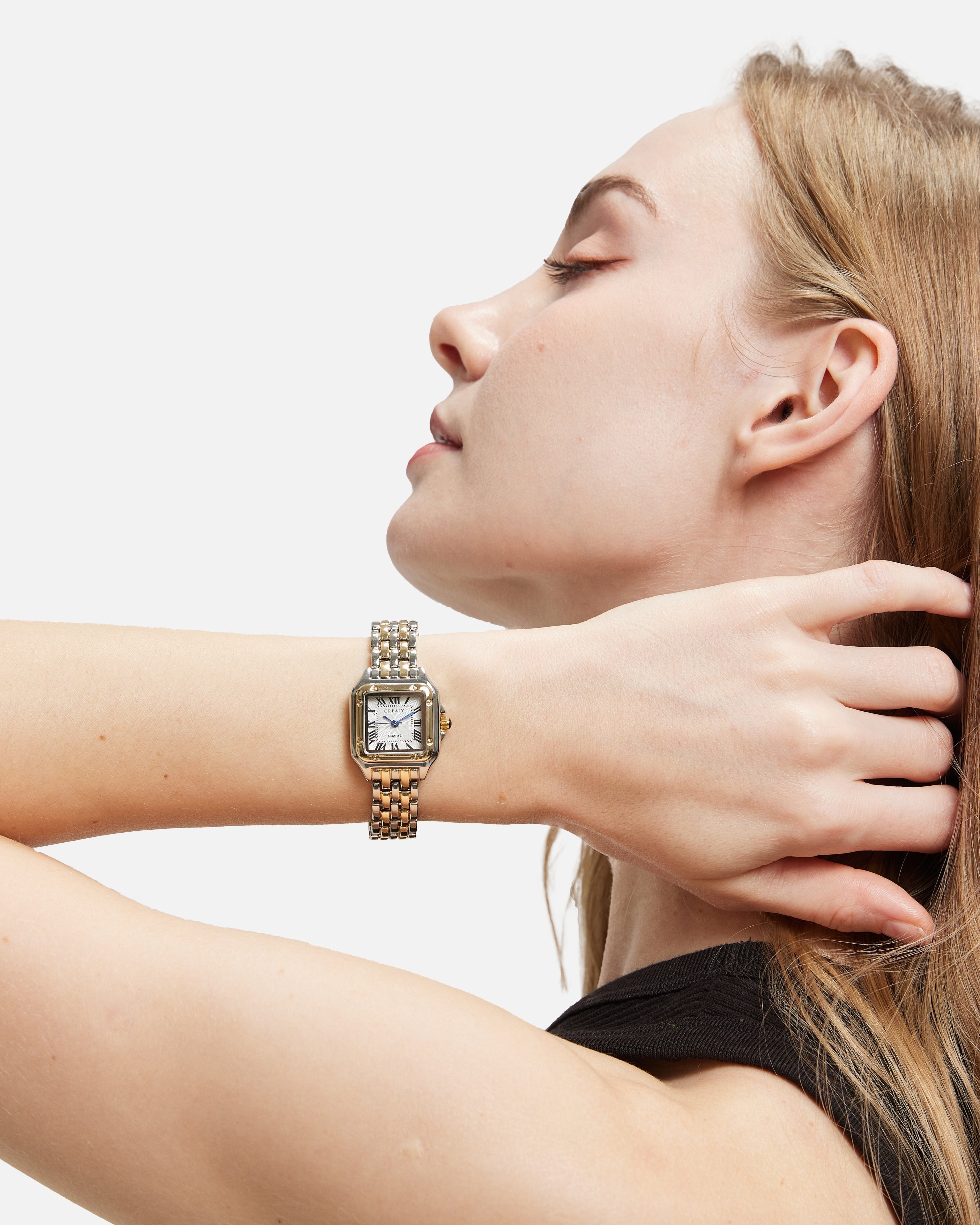 Grealy RVS Watch – Gold-Colored Vintage Quartz Watch