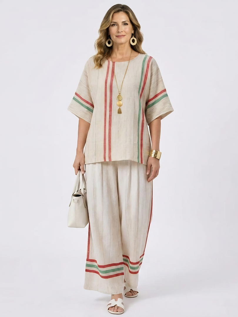 Truvane | Comfortable Boho Print Blouse & Loose-Fit Pants