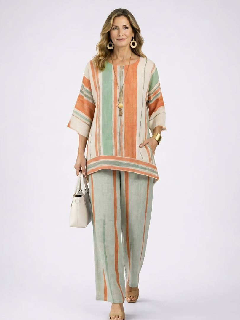 Bellmere | Elegant Asymmetrical Top & Wide-Leg Pants