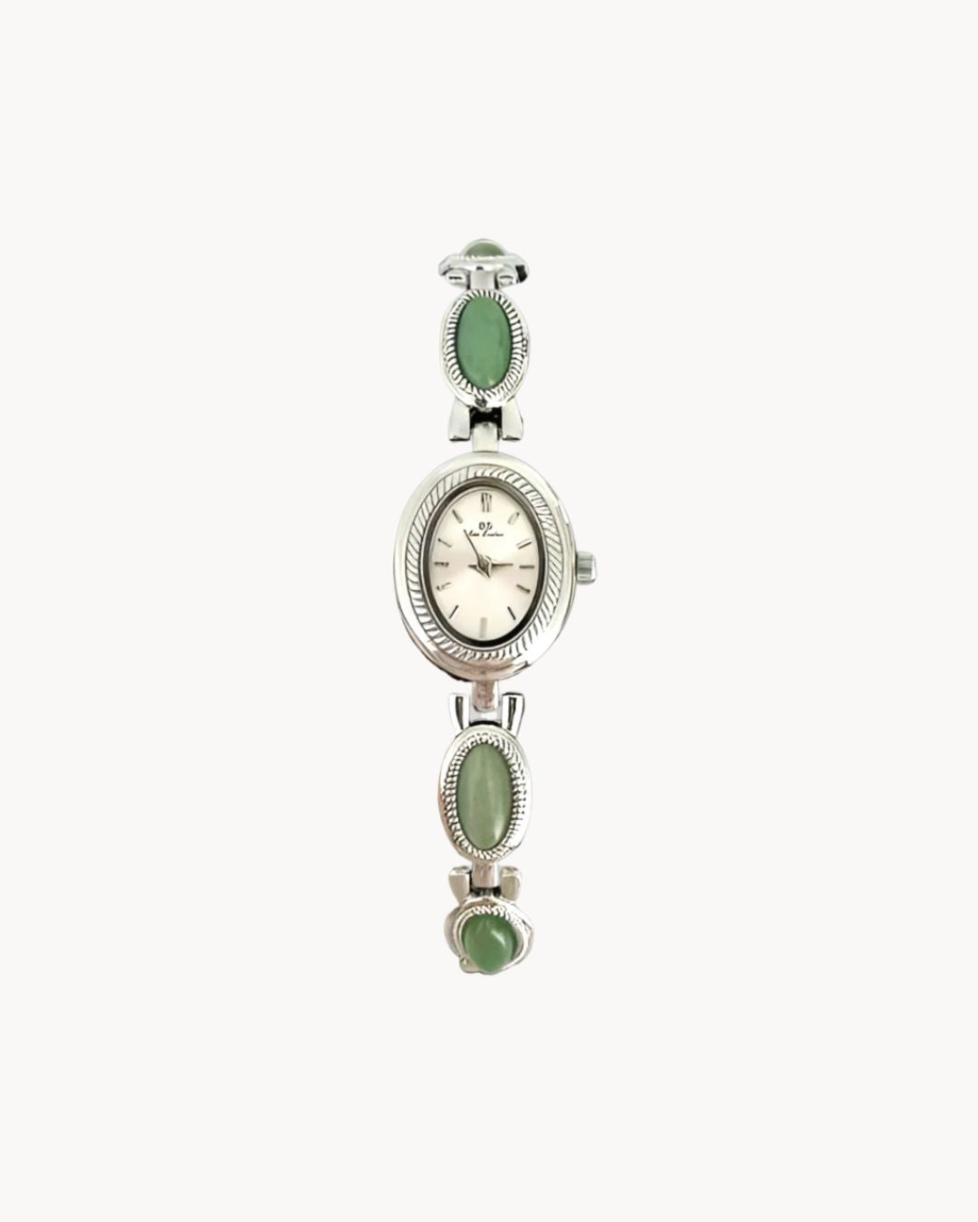 Elegant Gold-Colored Women's Watch with Decorative Stone Accents