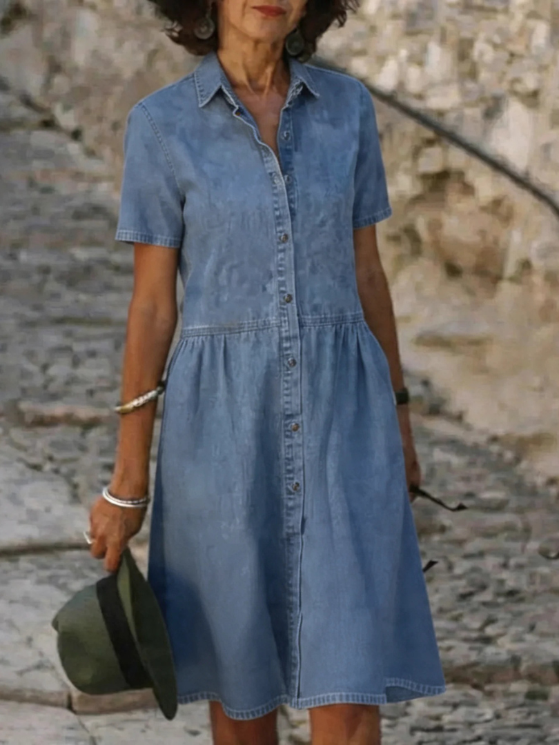 Cornelia | Casual Everyday Vintage Denim Midi Dress