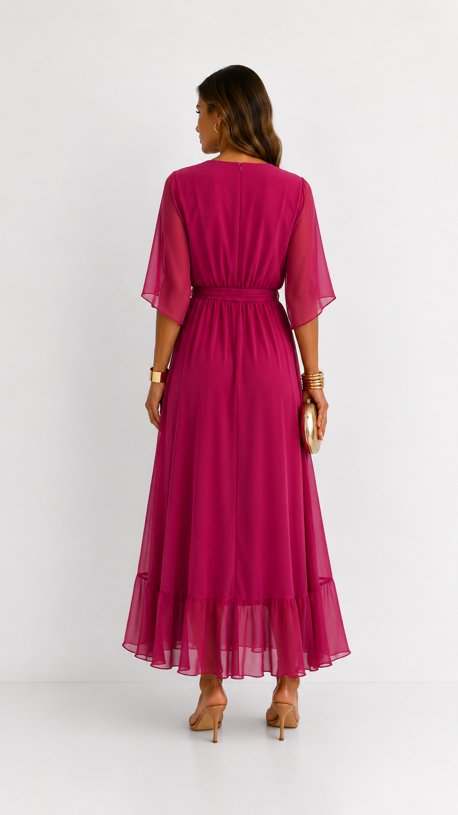 Eloise | Elegant Chiffon Wrap Maxi Dress