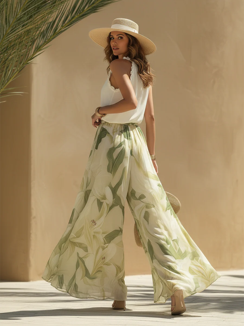 Elva | Elegant Lily Print Flowy Set