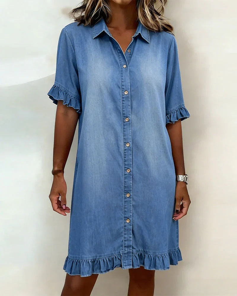 Raelle | Ruffled Denim Button Dress