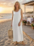 Ismera | Sleeveless Round Neck Relaxed Midi Dress