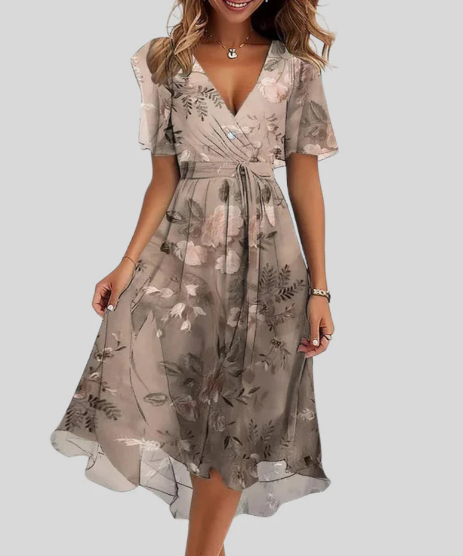 Ramona | Elegant Floral Wrap Midi Dress