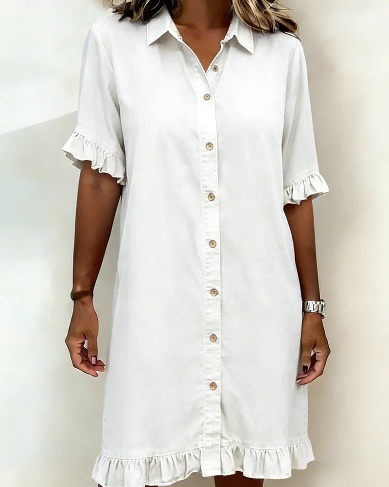 Raelle | Ruffled Denim Button Dress