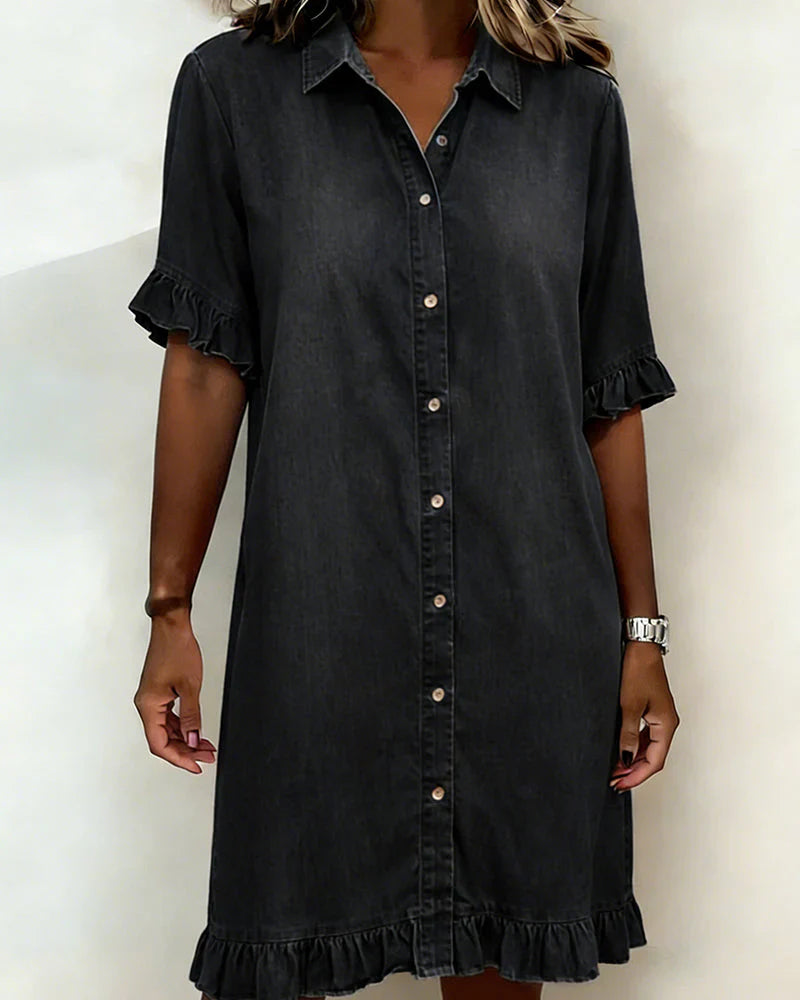 Raelle | Ruffled Denim Button Dress