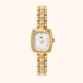 Elegant Women's Watch Gold Rectangular Design with Pearl White Dial