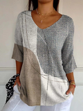Women's Abstract Geometric Pattern Art Print Casual Knit Pullover