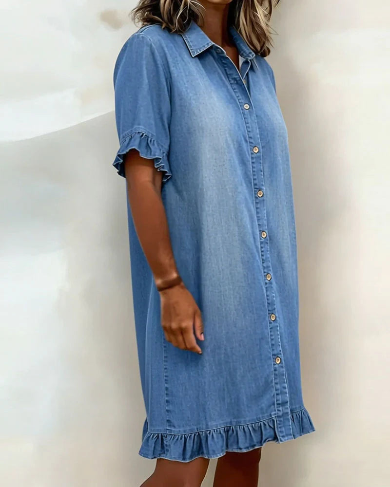 Raelle | Ruffled Denim Button Dress