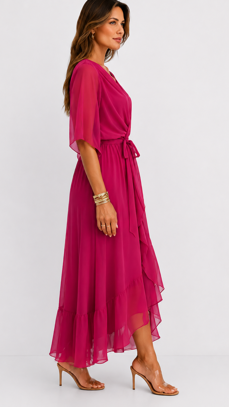Eloise | Elegant Chiffon Wrap Maxi Dress