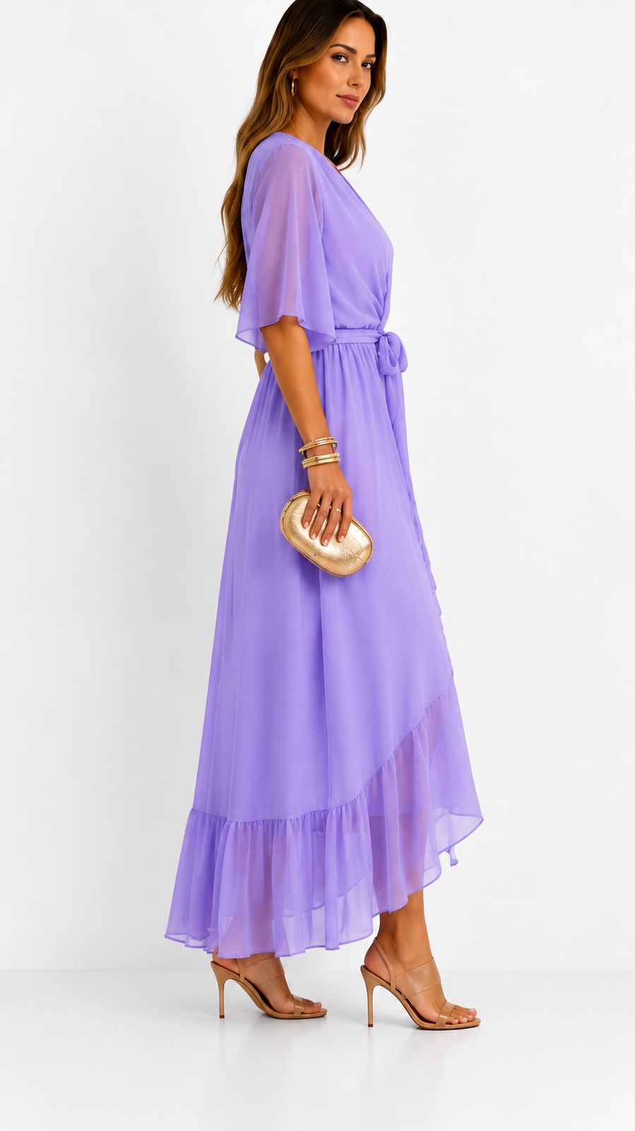 Eloise | Elegant Chiffon Wrap Maxi Dress
