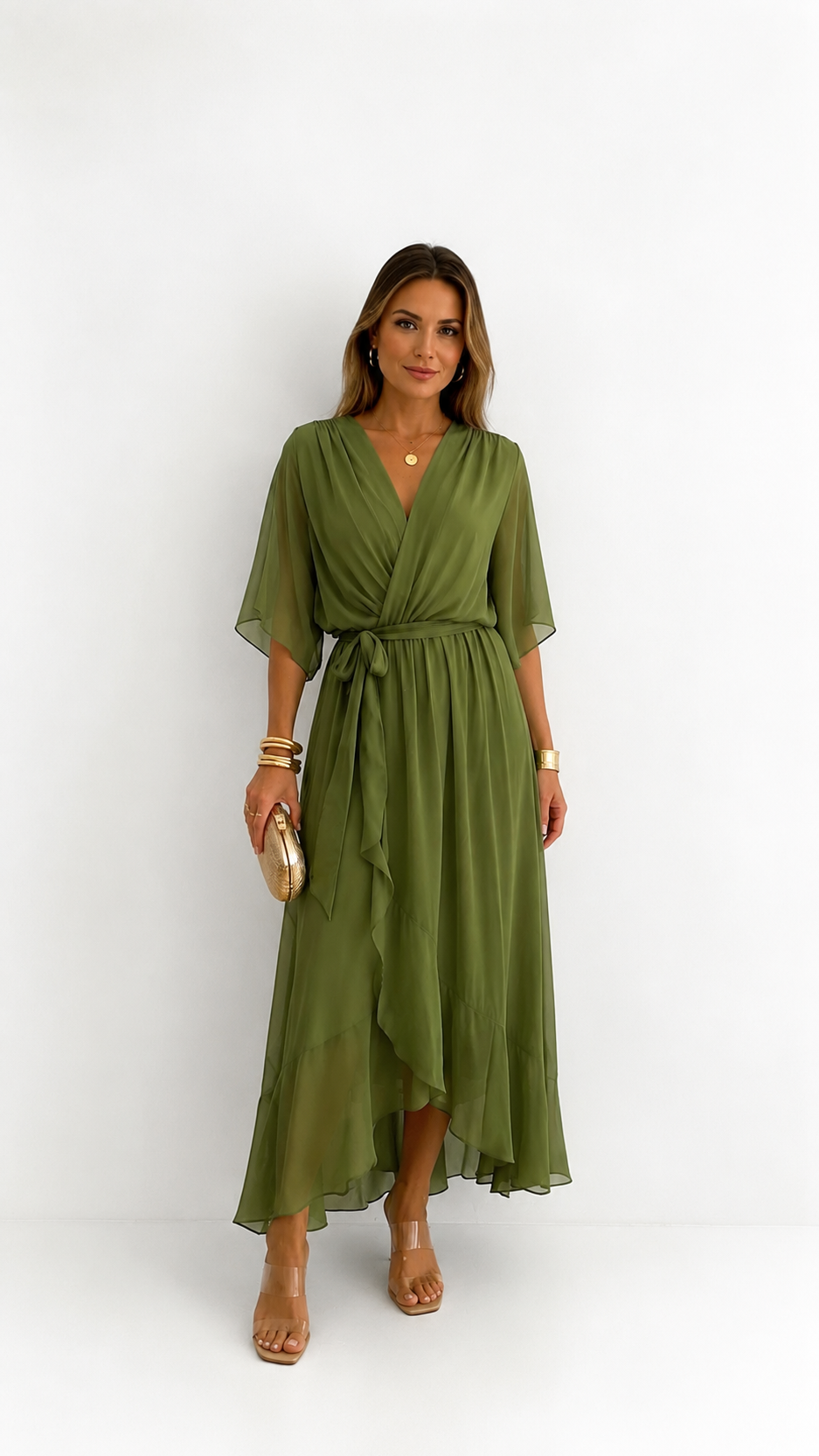 Eloise | Elegant Chiffon Wrap Maxi Dress
