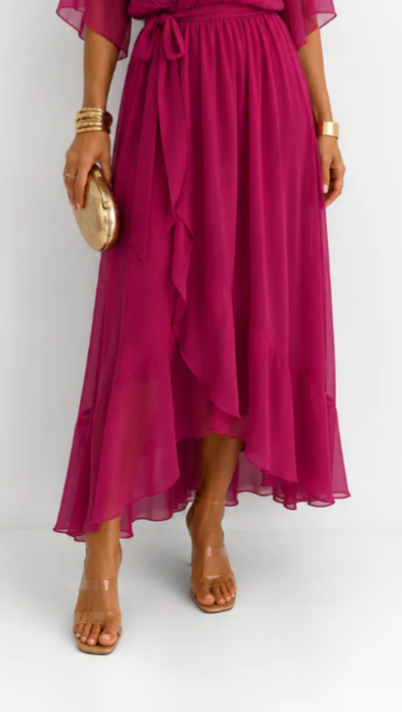 Eloise | Elegant Chiffon Wrap Maxi Dress