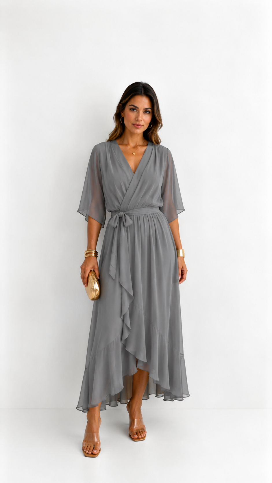 Eloise | Elegant Chiffon Wrap Maxi Dress