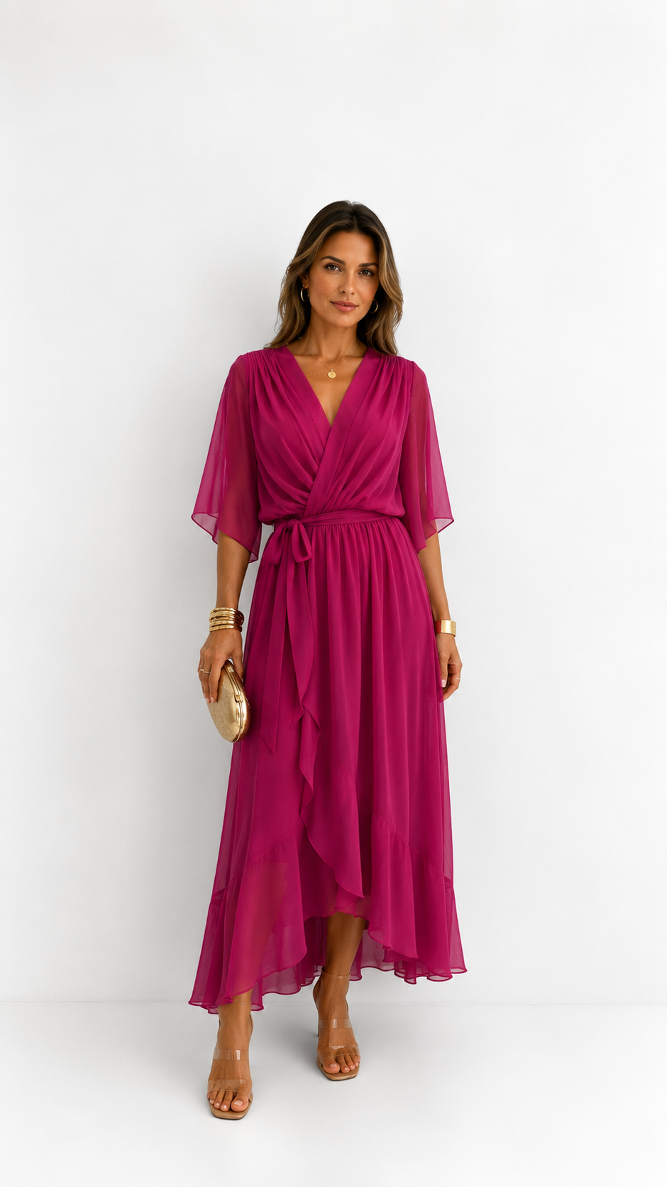 Eloise | Elegant Chiffon Wrap Maxi Dress