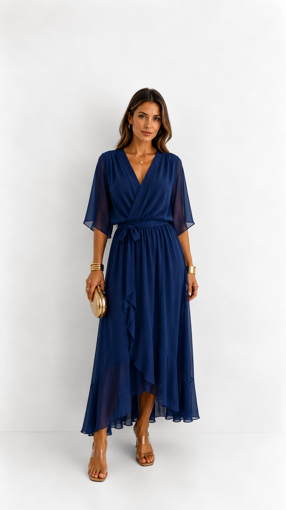 Eloise | Elegant Chiffon Wrap Maxi Dress